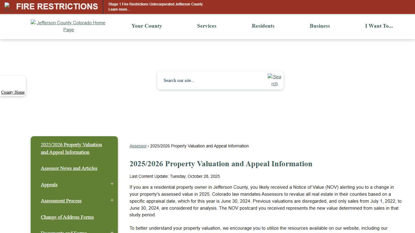2025/2026 Property Valuation and Appeal Information Jefferson County, CO